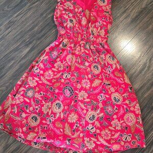ANN TAYLOR Romantic Style Fit & Flare Red Floral Dress SIZE XS